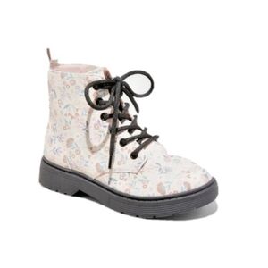 art class Pink Floral Lace-Up Combat Boot for Kids